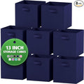 Fabric Storage Cubes for Cube Organizer - 8 Pack Heavy Duty Storage Bins - 13 Inch Cube Storage Bin, Use As A Clothes Storage Box In Closet, Baskets For Shelves or Cubbies Storage bins (Navy Blue)