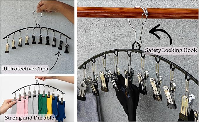 Legging Hanger Organizer (3 Pack) – Holds 30 Leggings, Space Saving Metal Pants Hangers with 10 Clips Each for Closet Organization