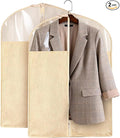 2 Pack 24 x 40 Inches Cotton Garment Bags for Hanging Clothes, Suit Bags for Clothes Coats Jackets Shirts Closet Storage Travel, Garment Covers with Clear Window