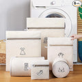 6PCS Logo Category Double Thickened Fine Mesh Laundry Bag Set with Zipper (Hosiery + Shirt + Dress + Jacket + Pants + Bra Bag)