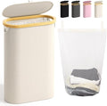 Slim Laundry Hamper with Lid, 60L Small Laundry Basket with Handles&Removable Bag, Thin Dirty Clothes Hampers for Laundry, Narrow Laundry Hampers for Bedroom Aesthetic, Beige