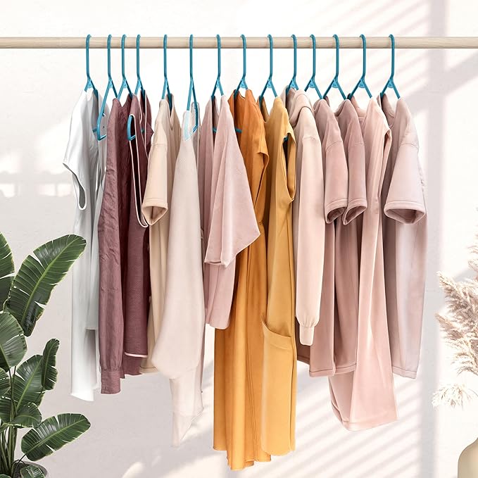 Plastic Hangers 40 Pack Blue - Clothes Hangers - Makes The Perfect Coat Hanger and General Space Saving Clothes Hangers for Closet - Percheros Ganchos para Colgar Ropa Hangars