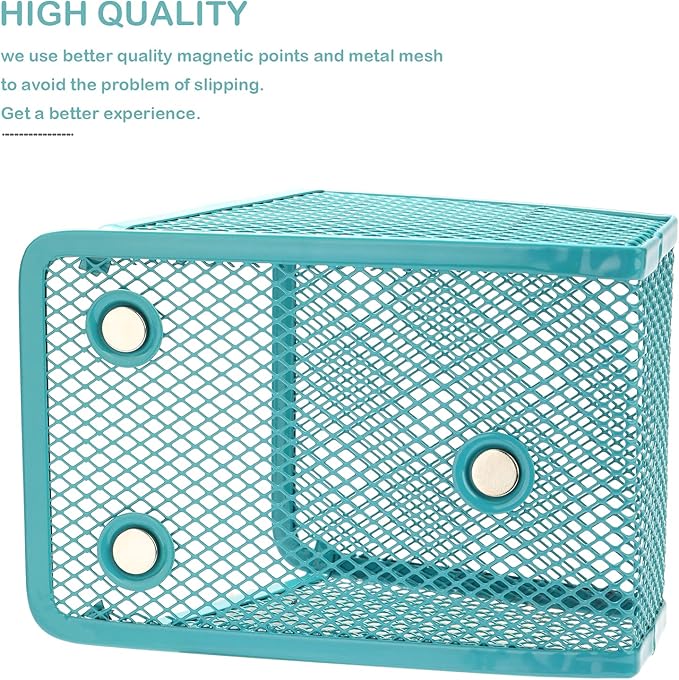 Magnetic Pencil Holder,Mesh Stainless Steel Pen Basket, Metal Writing Utensil Storage Organizer for Whiteboard,Blackboard,Kitchen, Locker, Home, or Office