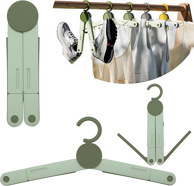 Portable Travel Hangers Foldable - 2-Pack Anti-Skid Folding Clothes Hangers for Luggage, Lightweight Space Saving Drying Rack for Travel, Cruise, Camping, Hotel & Baby Clothes