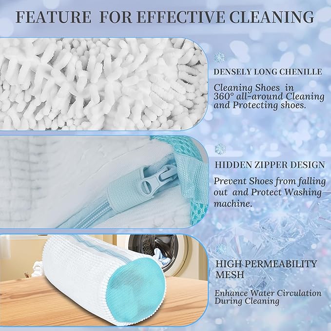 Shoe Washing Machine Bag, Laundry Shoe Bag for Washer and Dryer,2Pcs Reusable Shoe Bag for Washing Machine Fit Most Shoes Types (White 2 pcs)