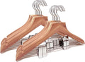 Cedar Elements Big Kids Cedar Hangers – French Flat Top Style 12 Pack for Kids Size 4T-10 (with Metal Clips for Pant Skirt Hanging)