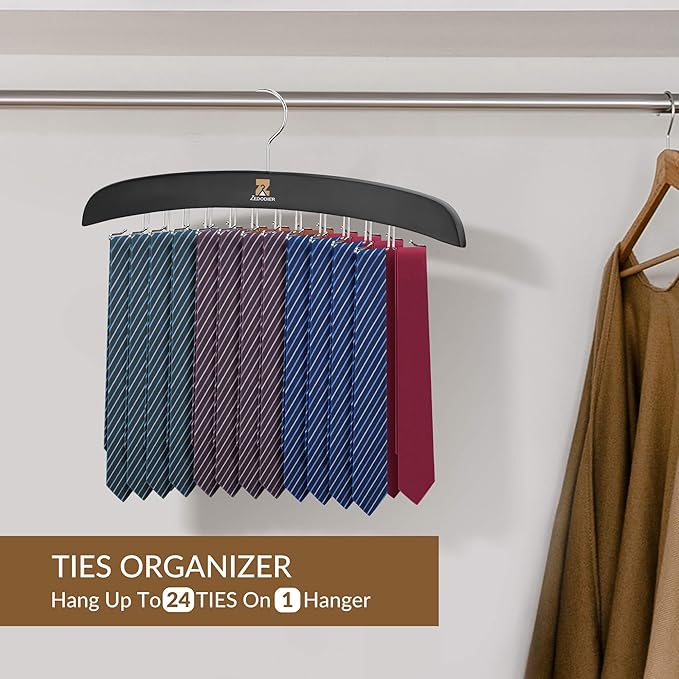 ZEDODIER Tank Top Hangers, Bra Organizer for Closet, 24 Storage Capacity, Non-Slip Hanging Tie Holder Closet Organizer and Storage for Camisoles Tank Tops Bras Ties Swimsuits Strappy Dress, Black