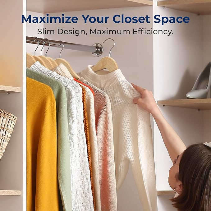 SereneLife 20 Pack Wooden Coat Hangers – Durable Suit Hangers with 360° Swivel Hook & Notches – Slim Design for Shirts, Jackets, Dresses, and More