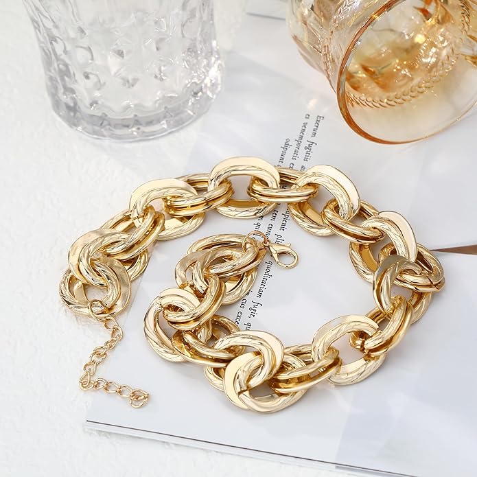 Chunky Gold Necklace for Women Gold Evil Eye Cowboy Pendant Necklace Dainty Paperclip Chain Vintage Luck Amulet Choker Necklaces Celestial Jewelry Gift