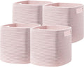UBBCARE Set of 4 Storage Basket-12 X 12 X 12 in, Cotton Rope Basket for Shelves, Toys, Book, Cube Storage Bins with Handles, Woven Storage Basket for Organizing, Pink