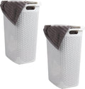 Mind Reader Slim Laundry Hamper with Lid, 60L Tall Clothes Basket, Narrow Tapered Design for Bathrooms, Closets and Laundry Rooms, Plastic, 2 Pack, White