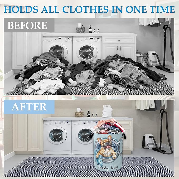 Dog Laundry Today Large Storage Basket, Collapsible Laundry Basket Oxford Storage Bin for Toy Bins Gift Baskets Bedroom Clothes Children Nursery Hamper 16" X 20.8"