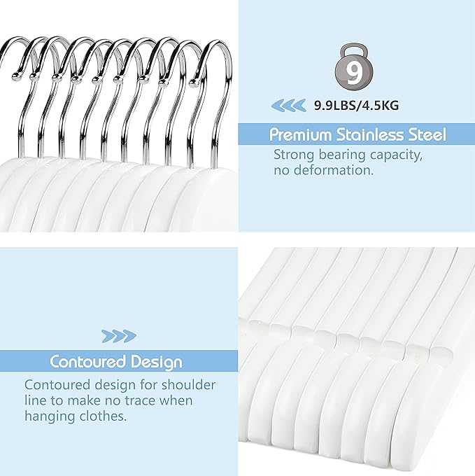 TOPIA HANGER Baby Clothes Hangers for Closet, White Children Kids Wooden Coat Hangers with 360° Stronger Swivel Hook and Extra Smoothly Cut Notches, 10 Pack-CT09W