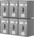 6 Pack Large Bed Sheet Organizers and Storage, (King & Queen Size) Sheet Organizer for Linen Closet, Foldable Bedding Storage Box with Window for Bedsheets, Blanket, Duvet Cover Grey