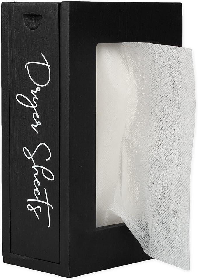 Ilyapa Magnetic Dryer Sheet Holder, Dryer Sheet Dispenser, Black Container, Wall Mounted Farmhouse Style Holder, Organizer for Laundry Room Storage Decor