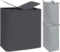 STORAGE MANIAC Double Laundry Hamper, 136L Laundry Sorter with Lid and Removable Bags, Clothes Hamper, Large 2 Section Clothes Basket with Handles for Small Space, Dorm, Closet, Bathroom, Black