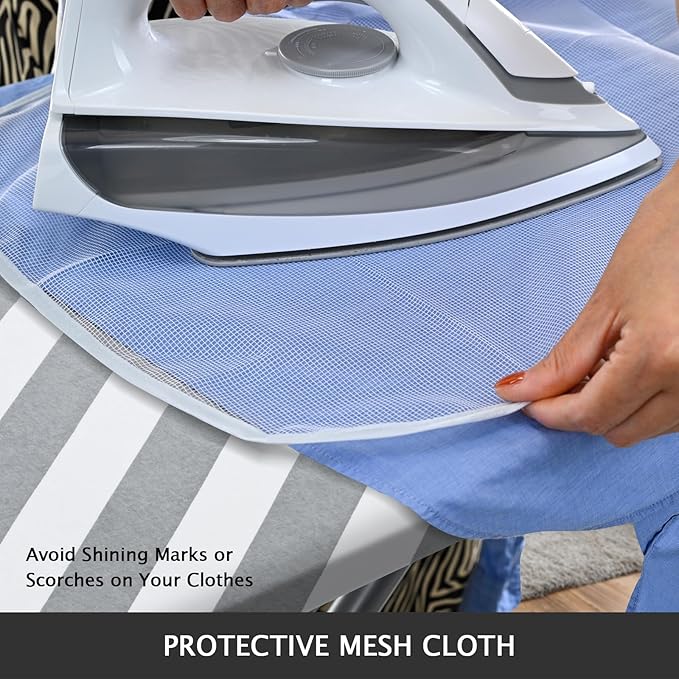 SheeChung 12.5 x 32 Inch Small Ironing Board Cover and Pad,Cotton Cover & Extra Thick Padding,Resists Scorching and Staining,Elastic Cord,Fits Small Mini Table top Ironing Board (Board not Included)