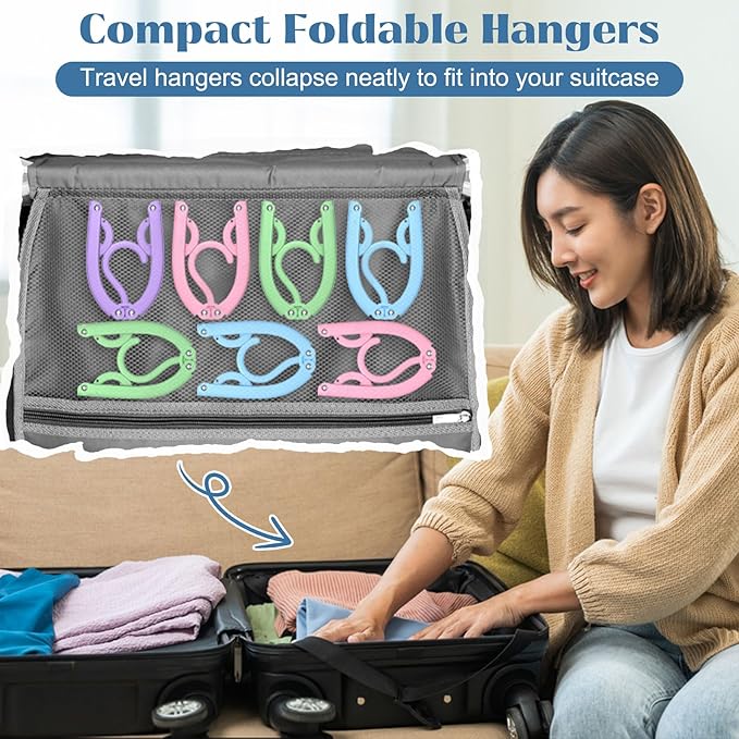16 Pcs Portable Travel Hangers for Cruise Ship Essentials 2026, Plastic Folding Foldable Hangers Clothes Drying Rack Travel Accessories for Suitcase, RV, Camping, Flying, Hotel, Road Trip (Multi)