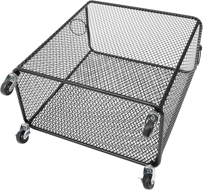 Rolling Laundry Basket Cart, Metal Laundry Hamper with Wheels, Laundry Organizer Basket Cart, Clothes Storage Organizer Hamper for Living Room,Bathroom,Closet (Black, Rectangular)