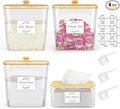 Laundry Room Organization and Storage, Laundry Pods Container and Dryer Sheet Holder with Bamboo Lids and Labels, Laundry Organizer with Scoops for Booster Beads, Powder, Pods, 3+1 Pack