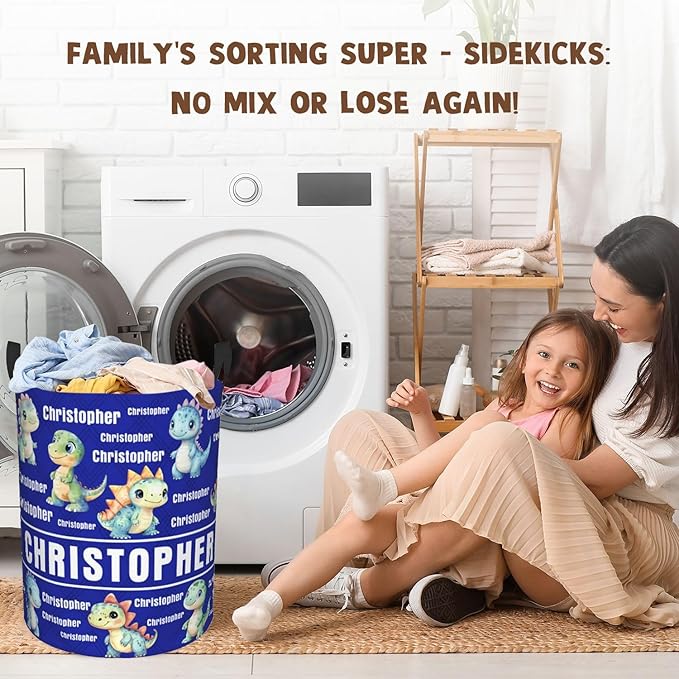 Custom Name Laundry Hamper, Personalized Laundry Basket with Name for Baby Boys Girls, Customized Collapsible Dirty Clothes Hamper Storage with Handles for Bedroom Bathroom Dorm Room Decor
