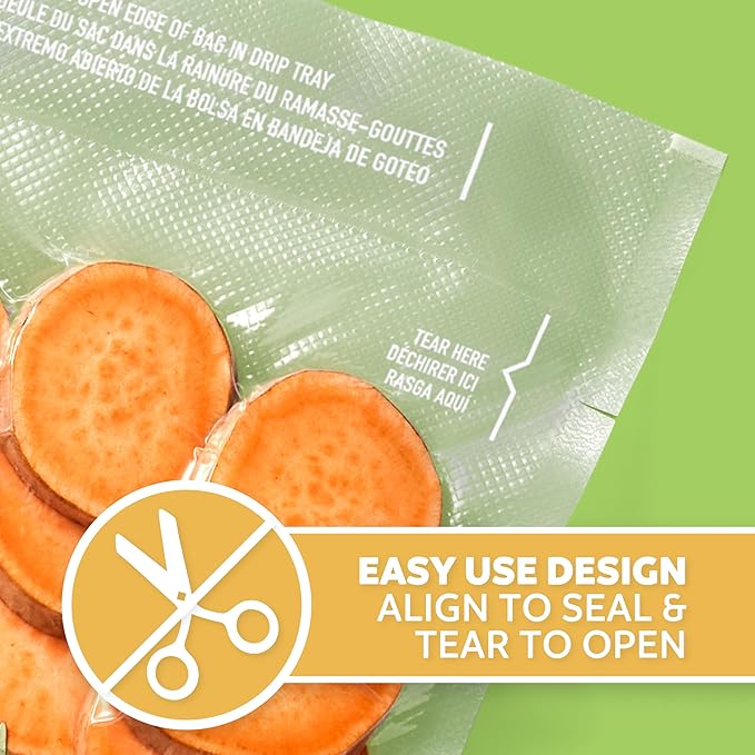 FoodSaver Quart Pre-Cut Vacuum Seal Bags, Easy Use Vacuum Storage Bags, Align to Seal and Tear to Open Vacuum Sealer Storage Bags, 43 Pack