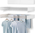 Sleclean Wall Mounted Drying Rack, Clothes Drying Rack, Collapsible Drying Racks for Laundry, Wall Mounted Clothes Rack (White, 40")