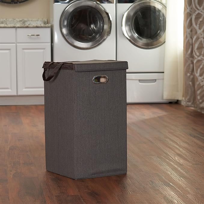 Household Essentials, Cobblestone Laundry Hamper, Sturdy Polyester Sides with Attached Magnetic Lid