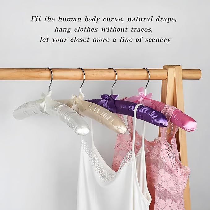 Padded Hangers for Women Clothing Satin Hangers Non Slip Padded Hanger for Sweaters Padded Clothes Hanger