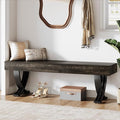 Tribesigns Entryway Shoe Bench, 55-Inch Wooden Shoe Bench with Metal X-Shaped Legs, Industrial Long End of Bed Stool with Seating for Living Room, Bedroom, Hallway, Porch (Oak & Black)
