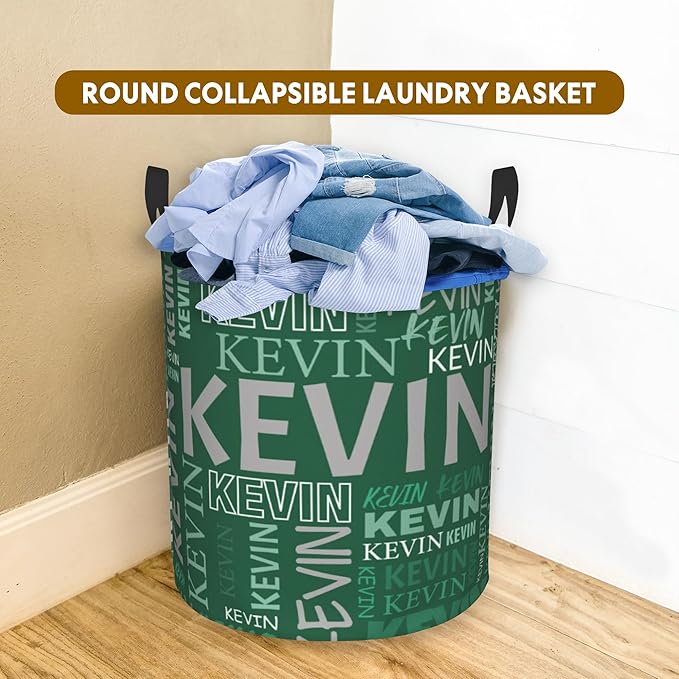 Custom Name Laundry Hamper, Personalized Dirty Clothes Hamper with Name for Bathroom Bedrooms Clothes Storage Organizer, Personalized Gifts for Boys Girls Men Women