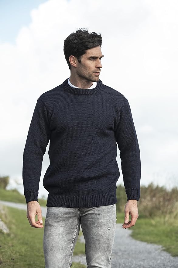 Aran Crafts Plain Crew Neck Sweater (100% Wool)