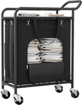 Laundry Basket with Wheels,150L Large Rolling Laundry Hamper, Heavy-Duty Laundry Cart Sturdy Metal Frame with Handle, Minimizes Bending Easy Access Clothing for Bedroom, Bathroom, Laundry Room (Black)