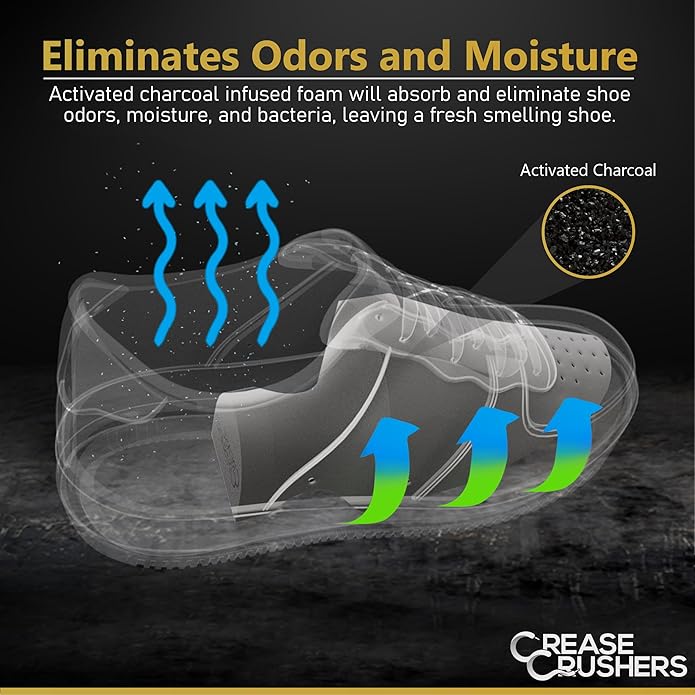 Charcoal Foam Shoe Trees | Premium Shoe Trees For Sneakers, Dress Shoes, And More |Crease Reducer |Odor Eliminator| 1-3 Pairs