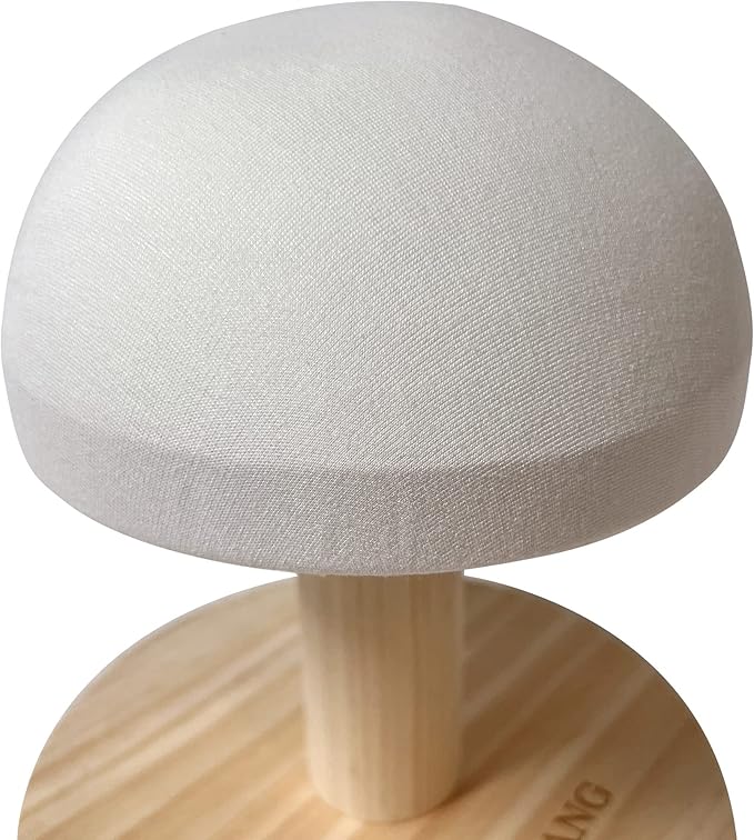 Bra Wooden Ironing Board Mini Iron Padded Sleeve Pillow Board Stool with Round Base for Small Table top Pressing pad ham, Long-7.1 Inch, (DLIB50-BEIGE)