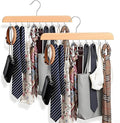 Bra Hanger for Closet Organizer, Wooden Tank Top Hangers with 20 Foldable Hooks, 360° Rotating Design, Space Saving Storage for Tank Tops, Bras, Scarves, Belts, Ties etc (2, Wood)