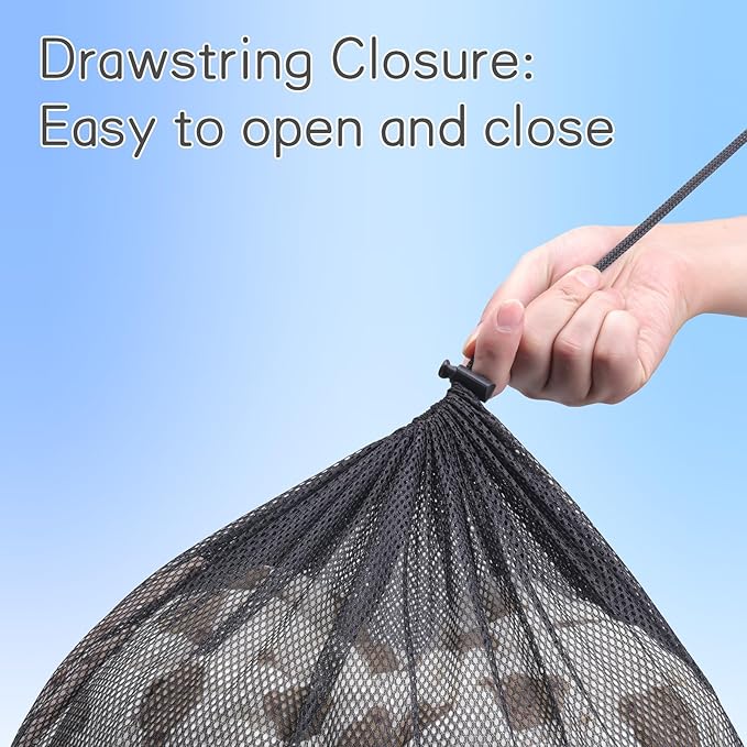 2 Pack Mesh Laundry Bags, Large Laundry Drawstring Bag Heavy Duty Large Mesh Laundry Bag with Drawstring Closure for College, Dorm, Travel, Family and Apartment Dwellers, Black