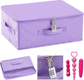Discreet Lockable Toy Bag Storage Organizer Toy Bag Storage Bins Case with Zipper Lid for Women and Men Clothes Container(Purple,15 x 10 x 6.3 Inch)