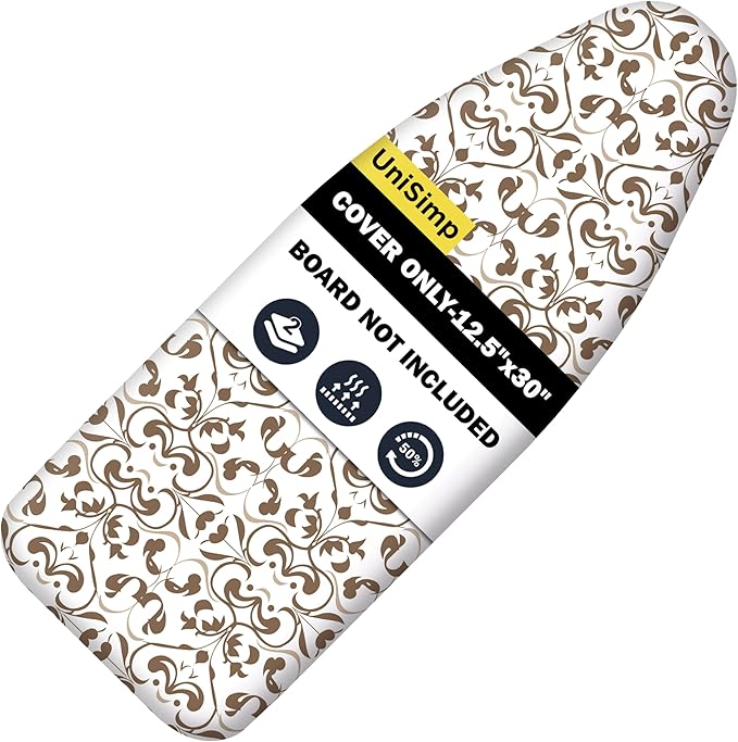 Small Ironing Board Cover and Pad 12.5"x30" Small Iron Board Cover with Padding,Tabletop Mini Ironing Board Cover and Pad Small Size, Cotton Canvas, Heat Resistant, Drawstring Taupe