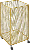 Rolling Laundry Basket Cart, Metal Laundry Hamper with Wheels, Laundry Organizer Basket Cart, Clothes Storage Organizer Hamper for Living Room,Bathroom,Closet (Gold, Square)