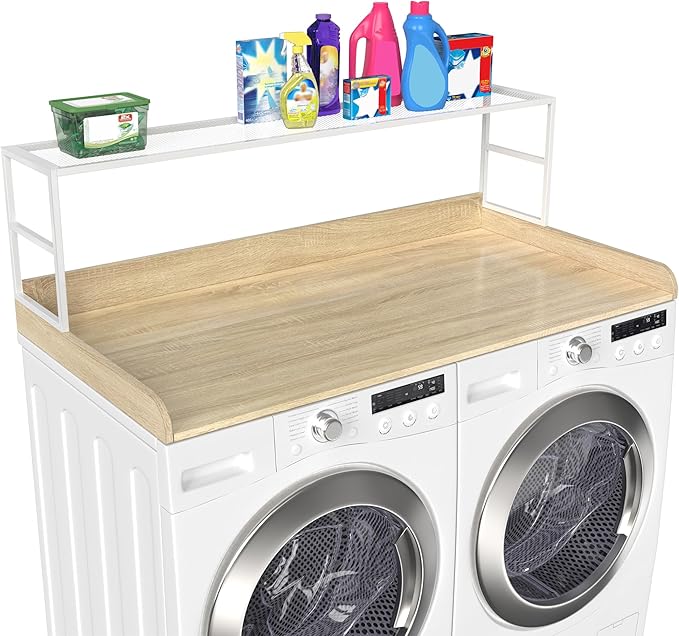 GDLF Washer Dryer Countertop Laundry Countertop with Washer Dryer Shelf, 54" W x27.55 D, Natural Wood Color