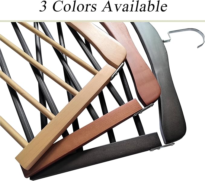 Wooden Pant Hanger Space Saving - 4 Tier Closet Storage Hanger Organizer for Jeans Legging Scarves Pants Towels, 1 Packs, Brown