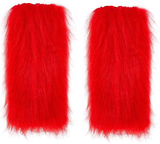 Zando Furry Faux Fur Leg Warmers for Women - Soft Fluffy Legwarmer Winter Boot Cuffs Covers for Daily Halloween Santa Costume
