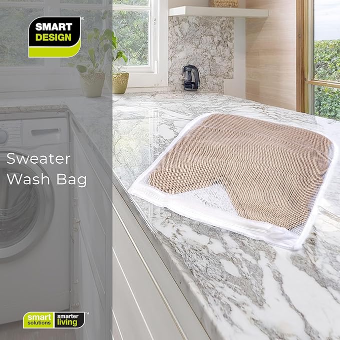 PRO MART INDUSTRIES Sweater Wash Bag With Zipper Closure White Mesh Polyester