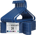 NEATERIZE Ultra Heavy Duty Plastic Clothes Hangers - Navy - Durable Coat, Suit and Clothes Hanger. Perchas De Ropa (24 Pack - Navy)
