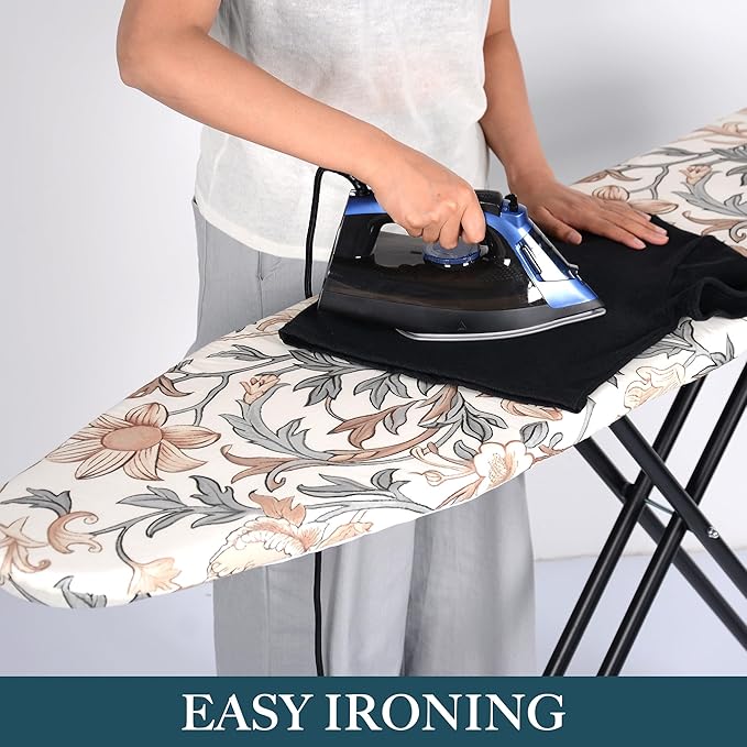 Thick Padded Ironing Board Cover and Pad – Extra Soft & Heatproof Surface – Reflective Heat Technology, Heavy-Duty Fabric – Fits Standard Sizes (15″X54″)