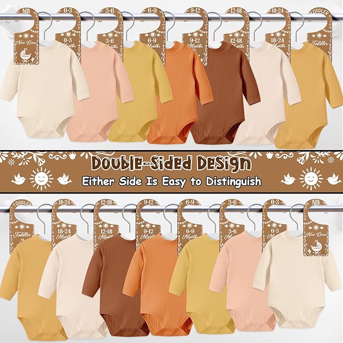Baby Closet Dividers 8PCS, Mexican Talavera Wooden Double-Sided Clothes Size Hanger/Organizer from Newborn to Toddler for Nursery Decor Baby Shower Birthday Gender Reveal Party Gift