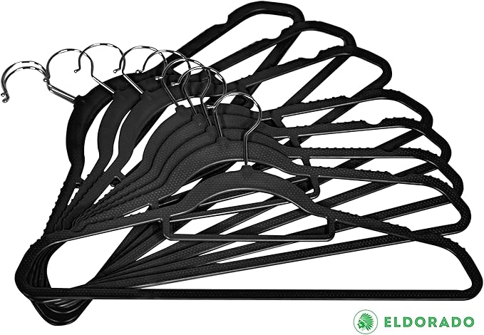 Eldorado Non-Slip Adult Hangers, Multicolor, for Everyday Use Value Packs (Midnight Black, 200)