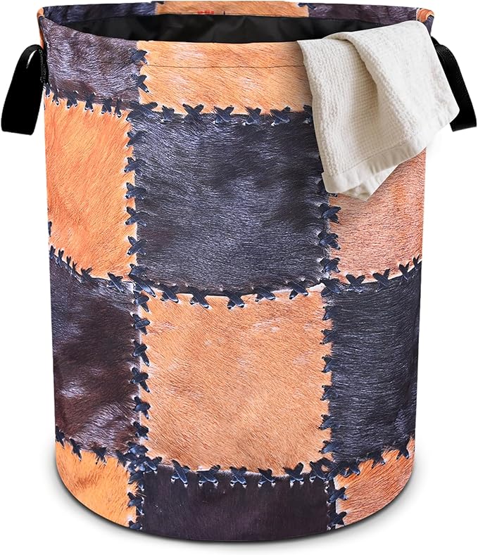 Retro Cow Prints Laundry Basket Laundry Hamper With Handles Collapsible Laundry Baskets Storage Basket For Room Bathroom Bedroom Decor