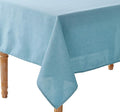 Violet Linen European Solid Faux Linen Pattern, Polyester, Water repellent, Spillproof, Wrinkle Free Anti-Shrink Soft Fabric, Blue, 68 Inch by 140 Inch, Seats 12 to 14 people, Rectangle Tablecloths